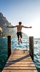 Fototapeta premium Pier Jump in Summer.