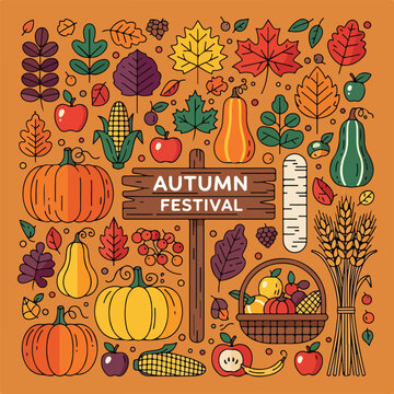 Colorful autumn festival illustration