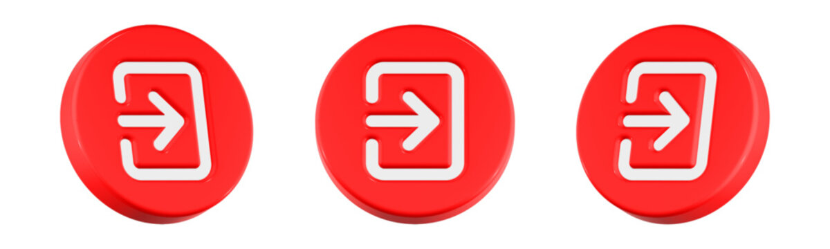 logout icon 3d render circle button