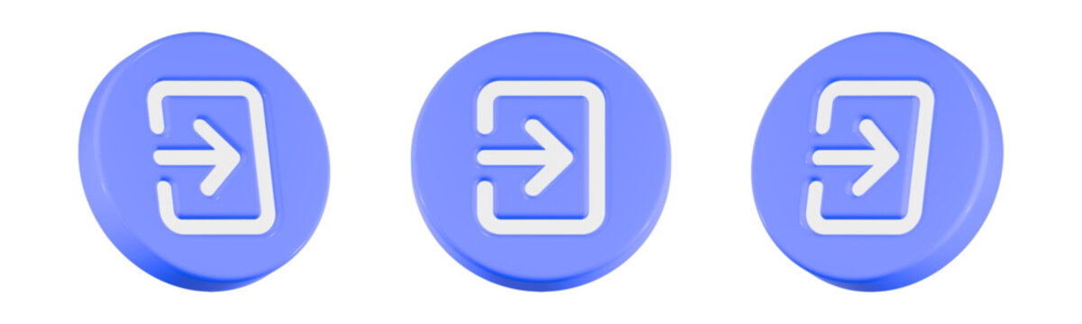 logout icon 3d render circle button