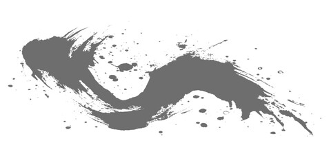 Fototapeta premium A minimalist black ink brush stroke sweeping in a smooth arc, with textured edges and fading bristle marks on a clean white texture background vector. 