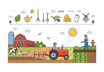 A farm scene with people working © Erdi
