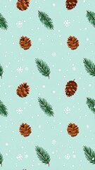 Pinecones Snow Pattern.
