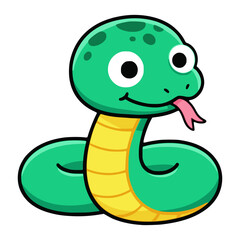 Fototapeta premium cartoon cute snake nature wild animal flat color vector illustration template design