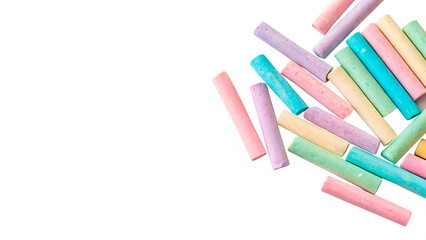 Group collection of colorful chalk sticks sticks drawing supplies isolated on transparent background © Hanna