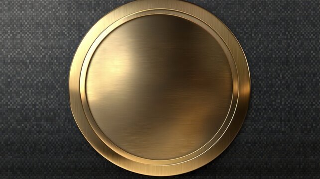 A round gold shield isolated on a transparent background, perfect for security and heraldic themes.