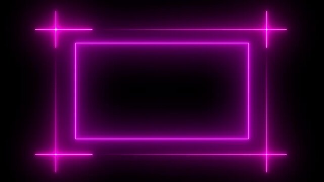 Neon pink glowing rectangular frame overlay with pulsing light effect on black background, border rectangle