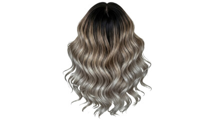 Naklejka premium Long brown wavy hair style for female character design isolated on transparent background