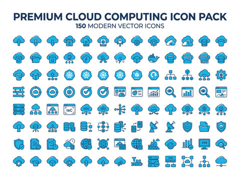 Cloud computing modern vector icons set.
