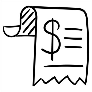 Doodle style of a financial receipt or bill, perfect for business and payment concepts.