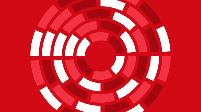 Abstract red and animation white circular loading spinner animation loop
