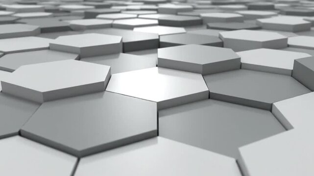 Abstract geometric pattern of interlocking hexagonal shapes in varying shades