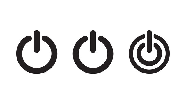 Electronic power switch button icon pack for digital device system shutdown interface