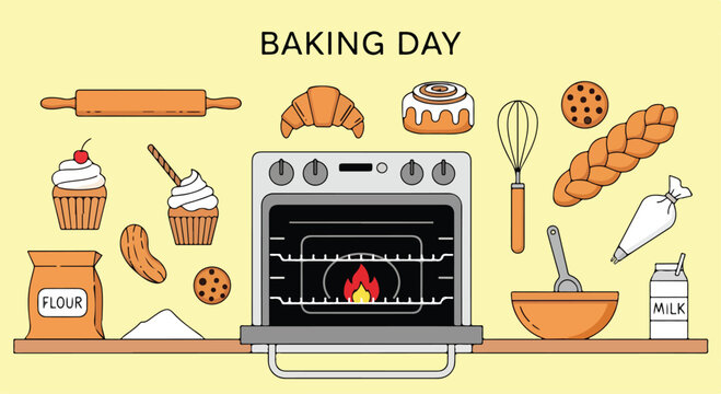 Baking day with oven and treats
