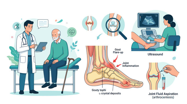 Medical consultation and diagnosis of gout in elderly patient