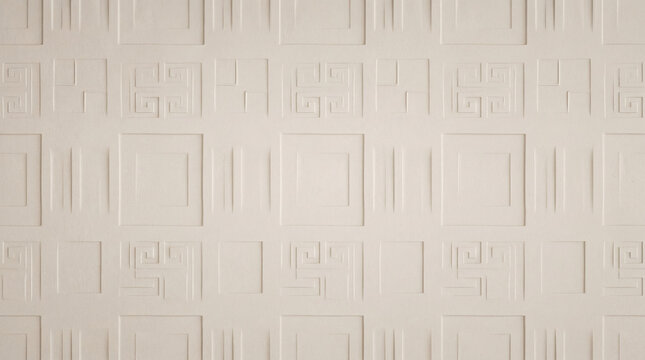 Modern Geometric Embossed Wall Pattern Texture in Neutral Beige Background