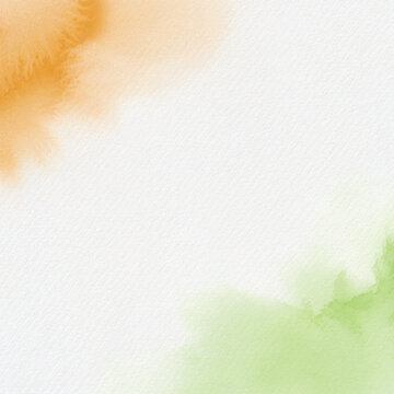 Abstract watercolor splashes with orange and green colors
