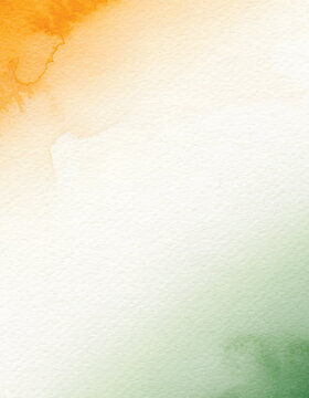 Orange and green watercolor washes on texture paper