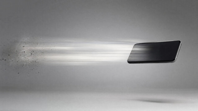 An object being forcefully ejected from the frame with motion trails.