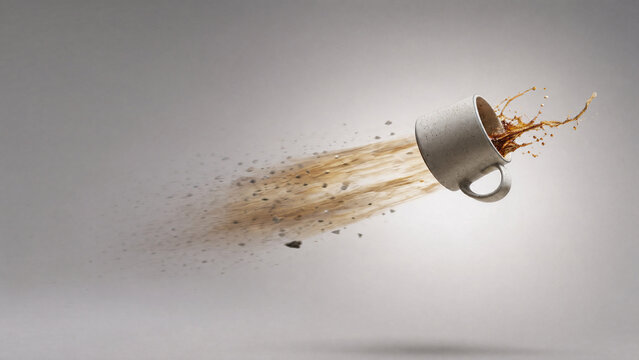 An object being forcefully ejected from the frame with motion trails.