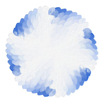 Hand Drawn White and Blue Dahlia Flower Icon Single Large Oil Painting Texture Blooming Rosette Floral Asset for Cute Elegant Design