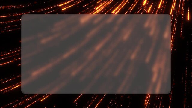 A beautiful gold glassmorphism background captures dense light trails curving into a vortex. The translucent frosted card layout provides an elegant framework for creative presentation titles.
