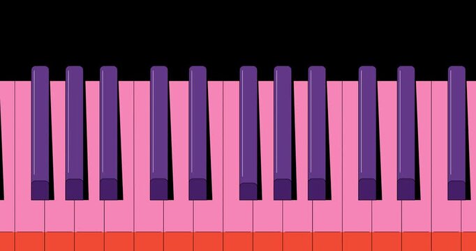 Loop Animation of Piano Keys Playing, Vector Minimal Style