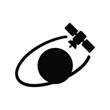 Satellite Orbit Silhouette Icon for Space Communication and Technology