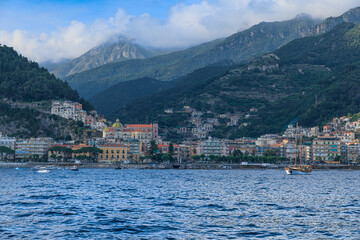 Fototapeta premium Amalfi Coast, southern Italy: townscape of Maiori from sea. 