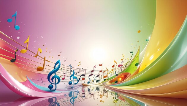 Colorful musical notes on an abstract background, perfect for creative projects.