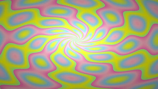 Colorful psychedelic spiral pattern rotating in hypnotic swirl effect