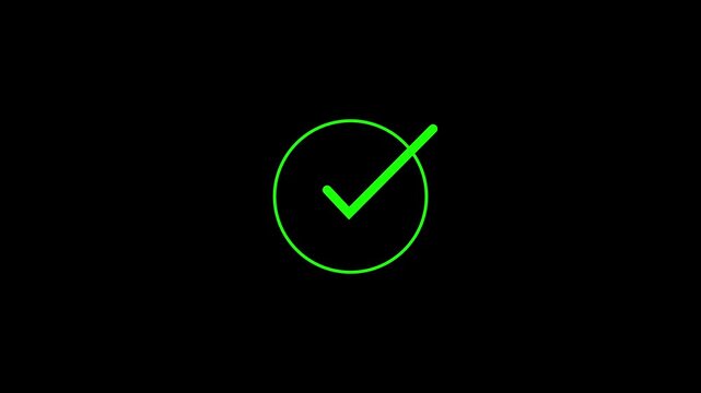right check mark icon transparent background. isolated tick mark or confirm icon animation. check mark sign, verify complete sign, approved, select tick, success , approved,