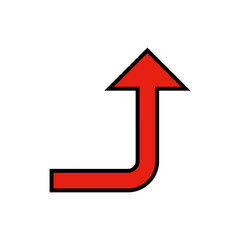 Fototapeta premium Red right arrow symbol for navigation or direction indication isolated on transparent background