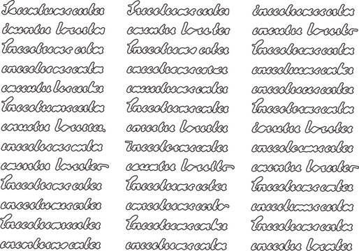 Repeating Cursive Handwriting Pattern Background, Black Ink Script Texture and Seamless Line Art.