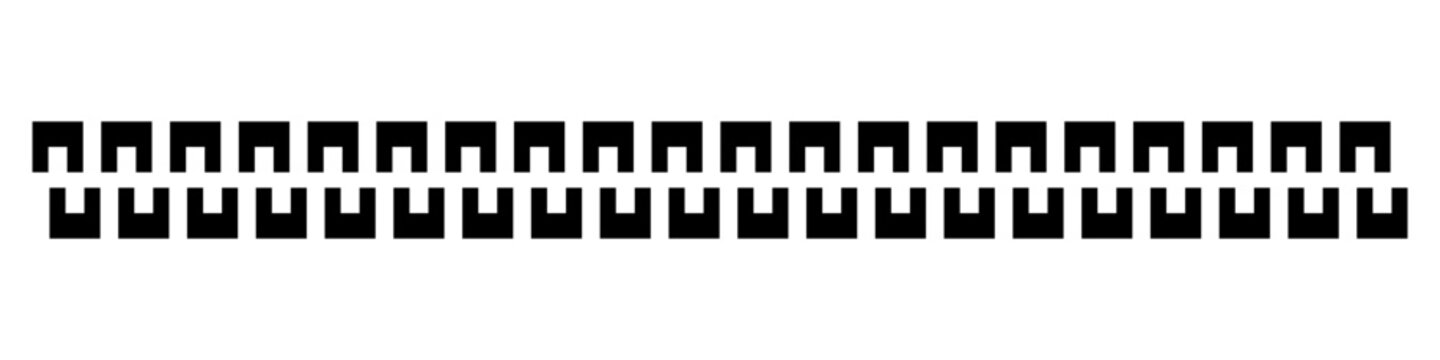 Abstract geometric Border. Slash line. Border with diagonal lines. Geometric print for caution tape or barrier. Angle of tilt parallel stripes. Black pattern isolated on white background. Vector