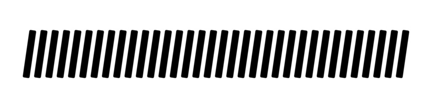 Abstract geometric Border. Slash line. Border with diagonal lines. Geometric print for caution tape or barrier. Angle of tilt parallel stripes. Black pattern isolated on white background. Vector