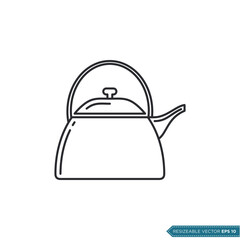 Fototapeta premium Kettle Kitchen Utensil Icon Vector Template Illustration Design