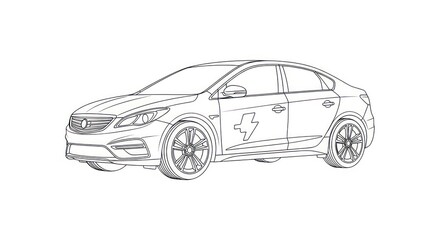 Fototapeta premium Car with a horse logo side view.
