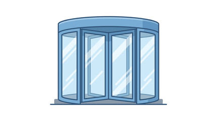 Fototapeta premium A modern glass revolving door entrance for commercial buildings.