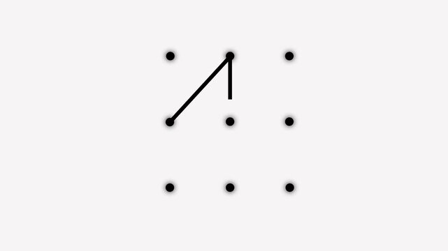 Security lock and unlock pattern icon animation. Lock to pattern icon showing a secure unlock motion animation. Draw pattern unlock animation on white background