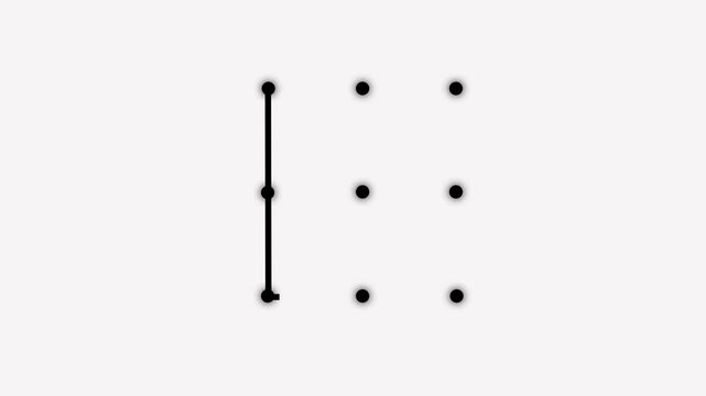Security lock and unlock pattern icon animation. Lock to pattern icon showing a secure unlock motion animation. Draw pattern unlock animation on white background