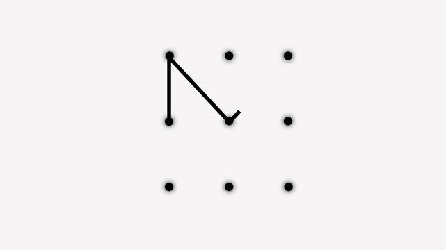 Security lock and unlock pattern icon animation. Lock to pattern icon showing a secure unlock motion animation. Draw pattern unlock animation on white background