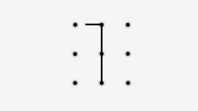 Security lock and unlock pattern icon animation. Lock to pattern icon showing a secure unlock motion animation. Draw pattern unlock animation on white background