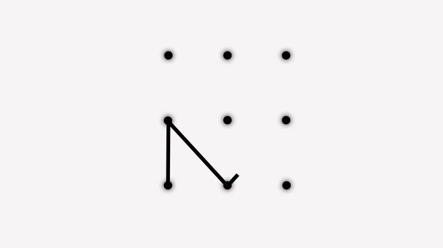 Security lock and unlock pattern icon animation. Lock to pattern icon showing a secure unlock motion animation. Draw pattern unlock animation on white background