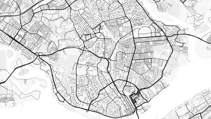 Naklejka premium Johor Bahru City Map. Minimalist black and white line art poster for printing, wallpaper, wall art, and map resources for home and office decor