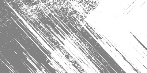 Fototapeta premium Light gray and black grunge texture, diagonal scratch lines, distressed concrete surface, dust speckles, minimalist monochrome abstract background. 