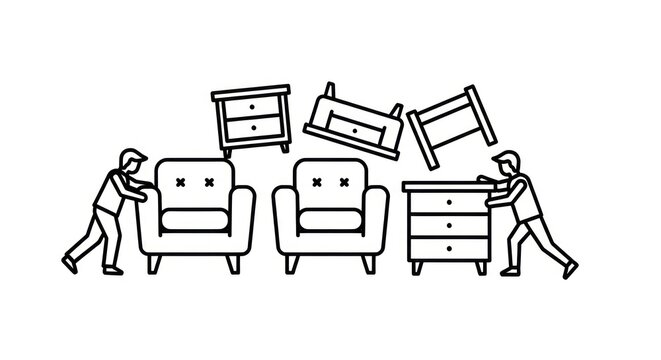 Furniture movers carrying home items.