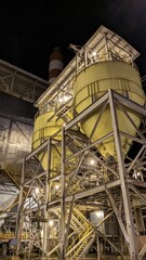 Fly Ash Silo Storage at Coal Fired Power Plant Night View © Istihadi