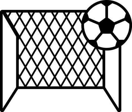 Line Football Goal with Ball Icon for Scoring and Championship