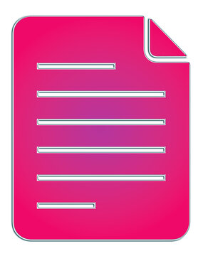 Pink document icon with lines isolated on transparent background